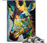 Jigsaw Puzzles for Teenagers Colored Wild Giraffe, Help The Brain Exercise Addictive Toys to Cultivate Patience Enhance Memory (Size 26x38cm)