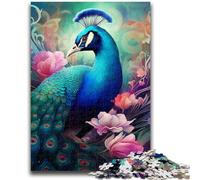 Jigsaw Puzzles for Teenagers Colorful Art Peacock Puzzles for Teenagers,Family Entertainment Toys with Matching Poster And Trivia Sheet (50x75cm)