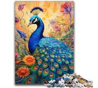 Jigsaw Puzzles for Teenagers Colorful Art Peacock Puzzles for Teenagers,Family Entertainment Toys with Matching Poster And Trivia Sheet (50x75cm)