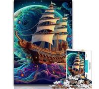 Jigsaw Puzzles for Teenagers Colorful Pirate Ship Puzzles,Challenging Game Gifts for Is Ideal As A Gift for The Whole Family 75x50cm