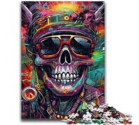 Jigsaw Puzzles for Teenagers Colorful Skulls 1000 Piece Jigsaw,Family Entertainment Toys with Matching Poster And Trivia Sheet (50x75cm)