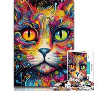 Jigsaw Puzzles for Teenagers Colourful Animal Cat Puzzles,for Educational Game Challenge Toy Birthday Present, Gifts, Wall Art (size 75x50cm)