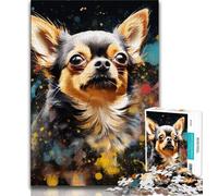 Jigsaw Puzzles for Teenagers Colourful Art Chihuahua Teenager Jigsaw,Decompressing Intellectual Educational Toy Perfect Decoration 38x26cm