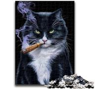 Jigsaw Puzzles for Teenagers Cool Tuxedo Cat with Cigar Challenging Game And Family Play Wall Decoration Unique Birthday And Xmas Gifts 26x38cm