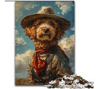 Jigsaw Puzzles for Teenagers Cowboy Poodle, Help The Brain Exercise Addictive Toys to Cultivate Patience Enhance Memory (Size50x75cm)
