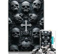 Jigsaw Puzzles for Teenagers Cross Skull Adult Jigsaw,Artistic Wall Decor & Birthday Gift Idea for Friends, Home Office (size 75x50cm)