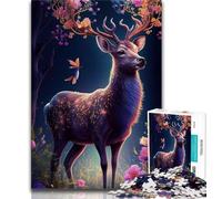 Jigsaw Puzzles for Teenagers Cute Deer Flower Puzzles for Teenagers,is Ideal As Gifts for The Whole Family Suitable for And 14 (size 38x26cm)