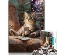Jigsaw Puzzles for Teenagers Cute Kitten,Help The Brain Exercise Addictive Toys to Cultivate Patience Perfect Decoration 38x26cm