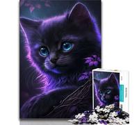 Jigsaw Puzzles for Teenagers Cute Purple Cat Puzzles for Teenagers,Family Entertainment Toys with Matching Poster And Trivia Sheet 38x26cm