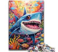 Jigsaw Puzzles for Teenagers Cute Shark Puzzles for Teenagers,Family Entertainment Toys with Matching Poster And Trivia Sheet (50x75cm)