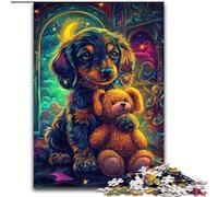 Jigsaw Puzzles for Teenagers Dachshund And Teddy Bear, for Ages 14 And over Each Piece Is Unique - Fun And Challenging Game for The Whole Family Good Gift (Size 50x75cm)
