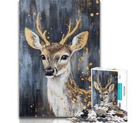 Jigsaw Puzzles for Teenagers Deer Oil Painting Teenager Jigsaw,for Educational Game Challenge Toy Deal As Gifts for The Whole Family 50x75cm