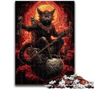 Jigsaw Puzzles for Teenagers Demon Cat Teenager Jigsaw,for Educational Game Challenge Toy Deal As Gifts for The Whole Family (38x26cm)