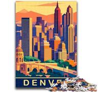 Jigsaw Puzzles for Teenagers Denver Skyline 1000 Piece Puzzle,Stress Reliever Staycation Kill Time Enhance Love between Couples (50x75cm)