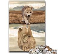 Jigsaw Puzzles for Teenagers Desert Wolf Reflection Challenging Game And Family Play Wall Decoration Unique Birthday And Xmas Gifts 26x38cm