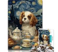 Jigsaw Puzzles for Teenagers Dog Drinking Coffee Teenager Jigsaw,Family Activity Fun at Home Activities, Birthday Present,Travel Gifts (size 75x50cm)