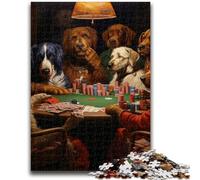 Jigsaw Puzzles for Teenagers Dogs Playing Poker Puzzles,Challenging Game Gifts for Is Ideal As A Gift for The Whole Family (75x50cm)