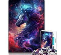Jigsaw Puzzles for Teenagers Dreamy Purple Horse Puzzles for Adults,Stress Reliever Difficult Challenge Suitable for Desktop Decoration 26x38cm