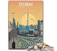 Jigsaw Puzzles for Teenagers Dubai Skyline Illustration Puzzles,Challenging Game Gifts for Is Ideal As A Gift for The Whole Family (26x38cm)