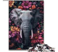 Jigsaw Puzzles for Teenagers Elephant Flowers, Family Game Stress Reliever Difficult Challenge Enhance Love between Couples (Size 26x38cm)