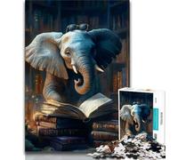 Jigsaw Puzzles for Teenagers Elephant Reading A Book Puzzles for Adults,Challenging Family Activity Games DIY Toy for Home Wall Decor Gifts (size 75x50cm)