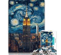 Jigsaw Puzzles for Teenagers Empire State Building Night 1000 Piece Puzzle,learning Educational for Is Ideal As A Gift for The Whole Family 38x26cm
