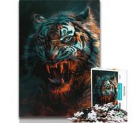 Jigsaw Puzzles for Teenagers Evil Tiger Teenager Jigsaw,is Ideal As Gifts for The Whole Family Suitable for And 14 (size 75x50cm)