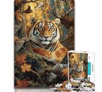 Jigsaw Puzzles for Teenagers Fallen Tiger,Help The Brain Exercise Addictive Toys to Cultivate Patience Wall Decoration (38x26cm)