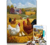 Jigsaw Puzzles for Teenagers Farm Rooster Adult Jigsaw,Artistic Wall Decor & Birthday Gift Idea for Friends, Home Office (size 38x26cm)