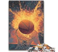 Jigsaw Puzzles for Teenagers Flame Basketball Teenager Puzzles,Stress Reliever Staycation Kill Time Wishlist with Santa Claus (75x50cm)