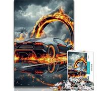 Jigsaw Puzzles for Teenagers Flame Sports Car Teenager Jigsaw,Family Activity Fun at Home Activities, Birthday Present,Travel Gifts (size 75x50cm)