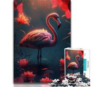 Jigsaw Puzzles for Teenagers Floral Fantasy Flamingo 1000 Piece Puzzle,Stress Reliever Staycation Kill Time Enhance Love between Couples 38x26cm