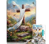 Jigsaw Puzzles for Teenagers Flower Cross Adult Jigsaw,Artistic Wall Decor & Birthday Gift Idea for Friends, Home Office (size 75x50cm)