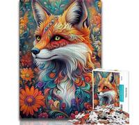 Jigsaw Puzzles for Teenagers Flower Fox,Help The Brain Exercise Addictive Toys to Cultivate Patience Perfect Decoration 38x26cm