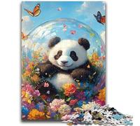 Jigsaw Puzzles for Teenagers Flower Panda Teenager Puzzles,Game Toys Every Piece Is Unique - Challenging Family Fun Game (50x75cm)