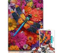 Jigsaw Puzzles for Teenagers Flowers And Dragonflies,Brain Intelligence Challenge Addictive Toys Birthday Present,Gifts,Wall Art (75x50cm)