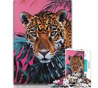 Jigsaw Puzzles for Teenagers Flowers And Leopards Adult Jigsaw,Artistic Wall Decor & Birthday Gift Idea for Friends, Home Office (size 75x50cm)