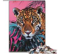 Jigsaw Puzzles for Teenagers Flowers And Leopards, Family Game Stress Reliever Difficult Challenge A Work of Art for Ages 14+ (Size 26x38cm)