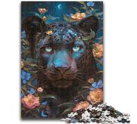 Jigsaw Puzzles for Teenagers Flowers Black Panther Puzzles for Teenagers,Family Entertainment Toys with Matching Poster And Trivia Sheet (26x38cm)