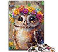 Jigsaw Puzzles for Teenagers Flowers Owl 1000 Piece Puzzle,Challenging Family Activity Games DIY Toy for Home Wall Decor Gifts (38x26cm)