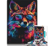 Jigsaw Puzzles for Teenagers Fox with Sunglasses Teenager Jigsaw,is Ideal As Gifts for The Whole Family Suitable for And 14 (size 75x50cm)