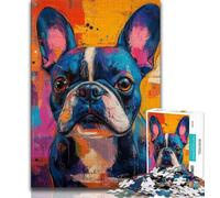 Jigsaw Puzzles for Teenagers French Bulldog Oil Painting Adult Jigsaw,Artistic Wall Decor & Birthday Gift Idea for Friends, Home Office (size 75x50cm)