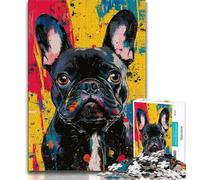 Jigsaw Puzzles for Teenagers French Bulldog Oil Painting,learning Educational Toys Fun at Home Activities,Birthday Present,Travel Gifts (38x26cm)