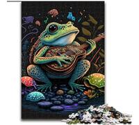 Jigsaw Puzzles for Teenagers Frog Playing Banjo, Family Game Stress Reliever Difficult Challenge Enhance Love between Couples (Size 50x75cm)