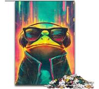 Jigsaw Puzzles for Teenagers Frog with Glasses, Decompressing Intellectual Educational Toy Birthday Present, Gifts, Wall Art 50x75cm