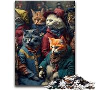 Jigsaw Puzzles for Teenagers Funny Cat Gang Challenging Game And Family Play Wall Decoration Unique Birthday And Xmas Gifts 26x38cm