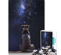 Jigsaw Puzzles for Teenagers Galaxy Cheetah Teenager Puzzles,Educational Games Home Decoration Birthday Present, Gifts, Wall Art (size 75x50cm)