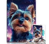 Jigsaw Puzzles for Teenagers Galaxy Yorkshire Terrier Teenager Jigsaw,Family Activity Fun at Home Activities, Birthday Present,Travel Gifts (size 75x50cm)