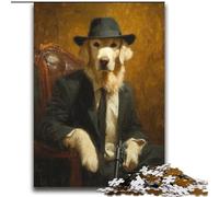 Jigsaw Puzzles for Teenagers Gentleman Golden Retriever,Help The Brain Exercise Addictive Toys to Cultivate Patience Perfect Decoration 70X100cm