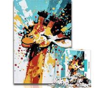 Jigsaw Puzzles for Teenagers Giraffe Oil Painting Teenager Puzzles,Educational Games Home Decoration Birthday Present, Gifts, Wall Art (size 75x50cm)
